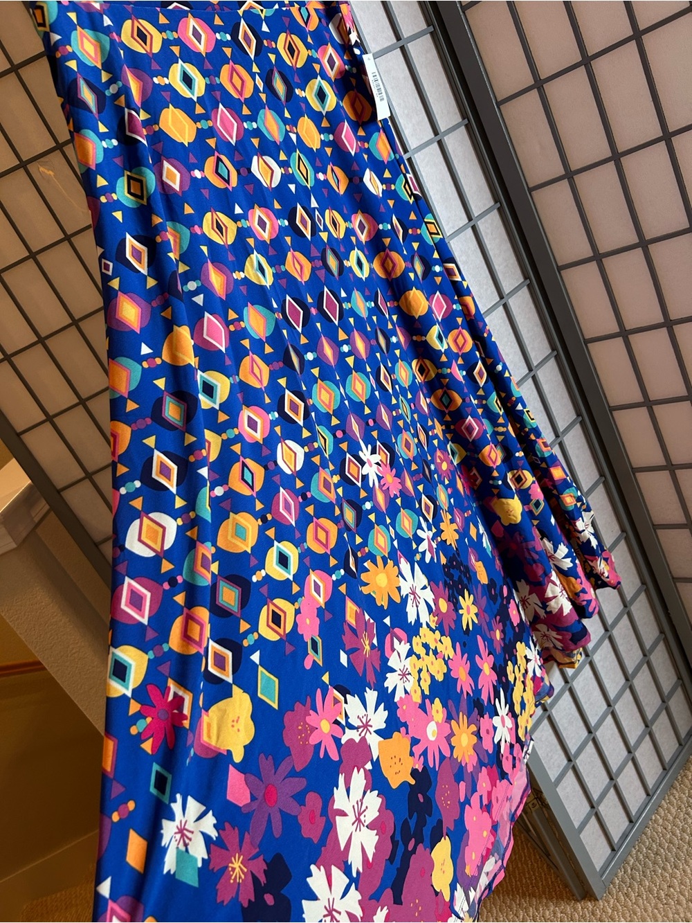 NWT LuLaRoe Maxi Skirt in Navy with Yellow, Pink & Orange Floral Print - Picture 3 of 4